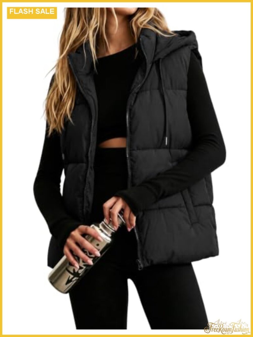 Tanming Women's Puffer Vest Sleeveless Quilted Hooded Winter Coat